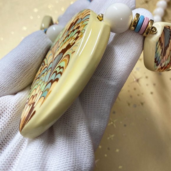 Hand Crafted Ceramic Necklace, Large Pendant Necklace - Picture 2 of 3